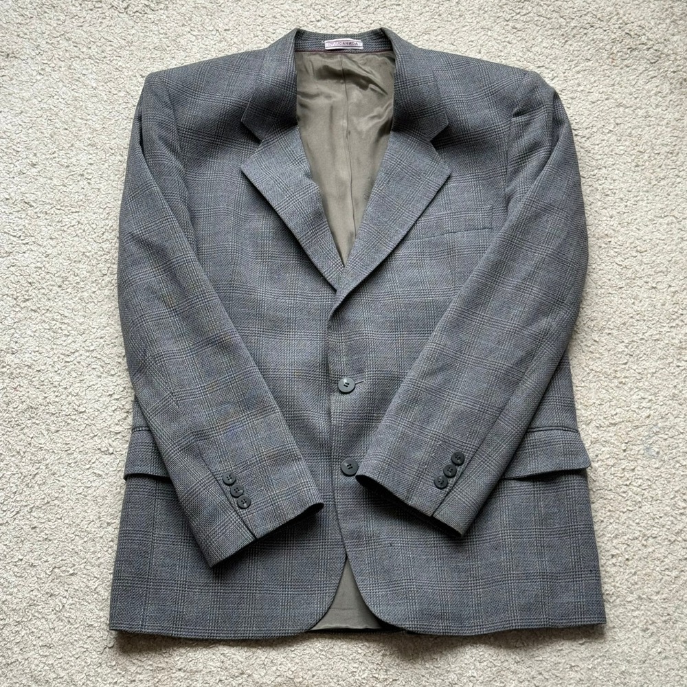 Vintage Tip Top Tailors Grey Glen Plaid Wool Blend Blazer Sport Coat Canada